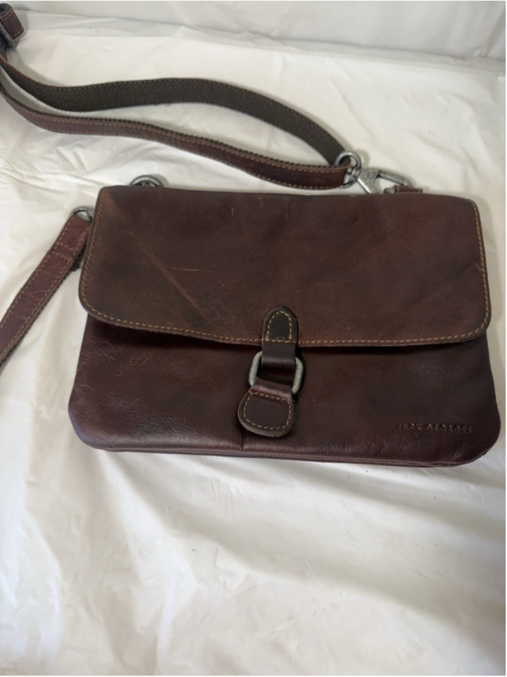 JACK GEORGES Brown Leather Wallet on a String Crossbody Bag new RFID